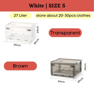 Foldable Storage Box Large Capacity Portable Transparent Storage Box Household Stackable Storage Cabinet White Plastic Storage Box 折疊收納箱