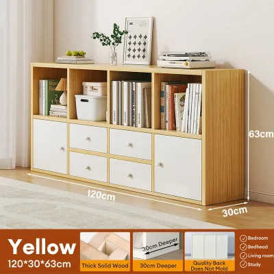 Storage Bookshelf Divided Storage Cabinet Wooden Storage Cabinet Floor Storage Bookcase Display Shelf Organizer