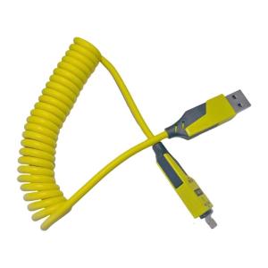 4 in 1 Charging Line Spring Coiled Power Cable Extension Line Support 480Mbps Data for Busy Professionals and Families