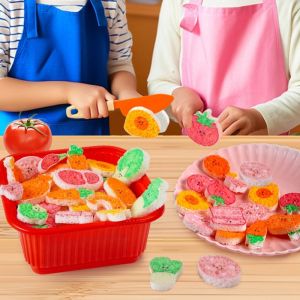 ZHUJI ดีไซน์ตลก ของเล่นทำเองสำหรับทำครัว หลากสี ของเล่น ชุดของเล่นเล่นสมมุติ ความสนุกในครัว สร้างสรรค์ ของเล่นอาหารที่พองตัว ของเล่นการศึกษา