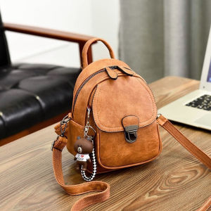 Balo da nữ - Balo mini thời trang tặng kèm gấu kiêm túi xách đeo vai đeo chéo cá tính