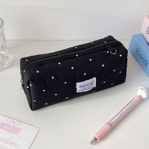 NOBLELYN Polka Dot Pencil Case Large Capacity High-value Storage Case Portable Simple and Cute Makeup Bag