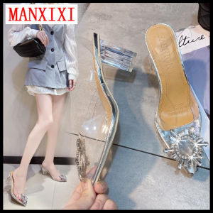 MANXIXI Thương Hiệu Thời Trang Cao Giày Cao Gót 2.75 Inches Pha Lê Gót Đẹp Xăng Đan Gợi Cảm Cho Phụ Nữ (Kích Thước 34-43)