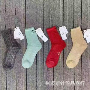 Daily Order Y"S Yohji Yamamotos spring-summer thin mesh socks breathable mid-calf hollow socks with gold and silver thread cotton womens socks