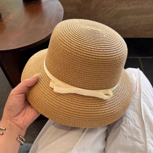 HULEQQI French Bow Straw Cap Hepburn Beach Weaving Cap Trendy Summer Bucket Sun Hat Ladies