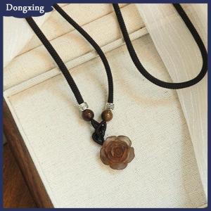 dongxing Chinese Style Fashion Retro Braided Rope Necklace Butterfly Flower Moon Safety Lock Pendant Necklace For Women Vintage Jewelry