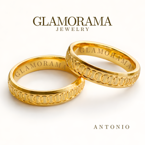 Wedding Ring Set 3-in-1 Gold-Plated 18K Gold Filled Finish for Proposal & Wedding | Glamorama Jewelry | "Antonio"