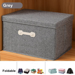 NEW Cotton Linen Storage Basket Foldable Storage Box Clothes Toy Snacks Sundries Cosmetics Organizer With Cover Set