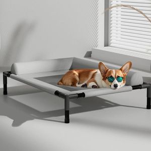 PUZHE ระบายอากาศได้ ที่นอนสูงสำหรับสุนัข ถอดออกได้ ตาข่าย ที่นอนสุนัขกลางแจ้ง ซักได้ พร้อมหมอน ที่นอนทำความเย็นสำหรับสุนัข สำหรับสุนัขขนาดเล็กและกลาง