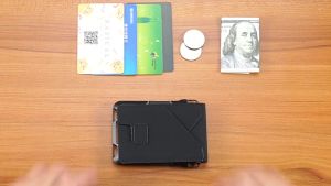 VM FASHION KISS Minimalist Wallet Set Genuine Leather Metal Rfid Credit Card Holders Anti-theft Bifold Money Bag Business Badge