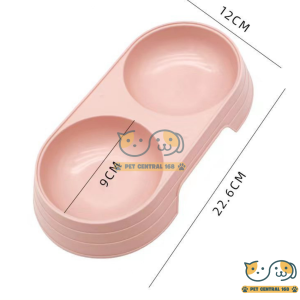 Tempat Makan Kucing Mangkuk Ganda 2 in 1 Kucing Anjing Anti Licin Anti Semut