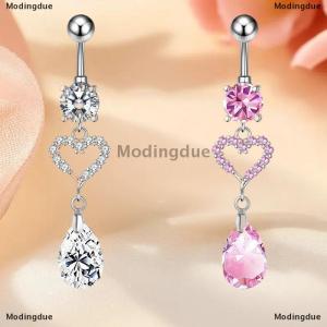 [COD] Modingdue Fashion Heart Zircon Belly Button Rings Stainless Steel Butterfly Belly Ring For Women Navel Body Jewelry Accessories