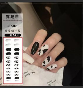 [24pcs] KUKU PALSU PREMIUM WITH BOX || MOTIF HITAM PUTIH [FREE LEM 2GR]