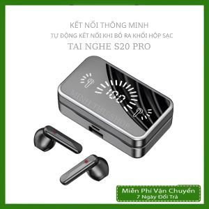 Tai nghe Bluetooth 5.3 S20 Pro  Bluetooth 5.2 không dây thể thao phối mặt gương với 3D Touch  Bảo hành trong 1 tháng
