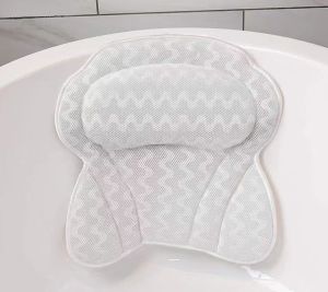 Modern Simple Washable Mesh Cloth 4D Anti-slip Suction Cup Bathtub Pillow Bathroom Bath Headrest Bathtub Headrest Hotel Bathroom Suction Cup Pillow SPA Headrest Bath Back Cushion Bathtub Bath Pillow Hot-selling