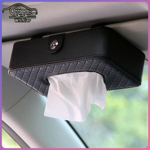 Car Tissue Big Box With Sun Visor Clip Napkin Holder With Paper PU Leather Tissue Box car tissue box holder
