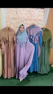 Shireen Syari LD100-110 PB140 Full Ceruty Babydoll Full Furing Busui Set Khimar