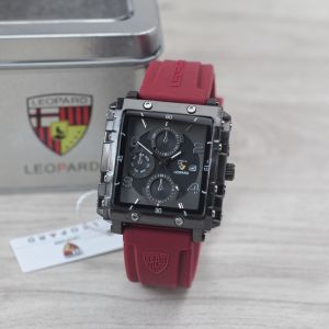 Jam tangan Wanita Leopard 8055 tali karet analog tanggal aktif chronograp off original
