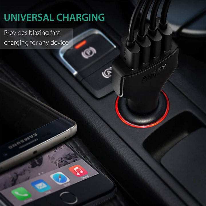 AUKEY CC-T9 Quad Port Car Charger with Quick Charge for