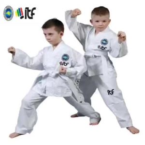 Traditional ITF Student Uniform White Taekwondo Uniform Kid Taekwondo Suit Dobok Clothes Long Sleeve Fitness Training