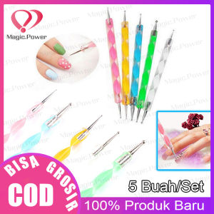 5 Buah/Set Nail Art Dual End Dotting Pen Seni Kuku Akrilik Sinar Lukisan Menggambar Dotting Pena Kuas Manikur Kit