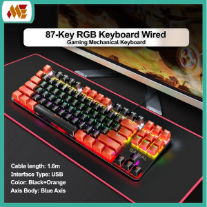 87-Key RGB Keyboard Wired / USB Gaming Mechanical Keyboard with Multimedia Keys