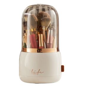 YINGXING Rotatable 360° Rotating Brushes Holder Large Capacity Transparent Cosmetic Storage Box Space Saving with Clear Lid Makeup Brush Storage Tube Storage