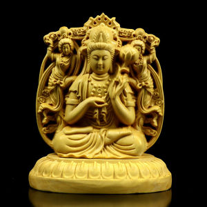 พระพุทธรูปงานแกะสลักไม้บอกซ์วูดพระโพธิสัตว์ผู้พิทักษ์จักรราศีการป้องกันสำนักงานบ้านและการตกแต่งที่โชคดีพระพุทธรูปอมิตาบะกวนอิมอาคาลา