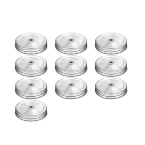 Leak Proof Practical Wide Mouth Jar Cap Straw Insert Designs Iron Construction Drinking Lid for Beverage Use
