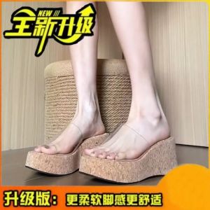 [Free Shipping] WomenS Summer Outdoor Slippers Are Fashionable And Versatile Comfortable For The Feet Make Petite Individuals Look Taller With Platform Wedge And Transparent High Heels