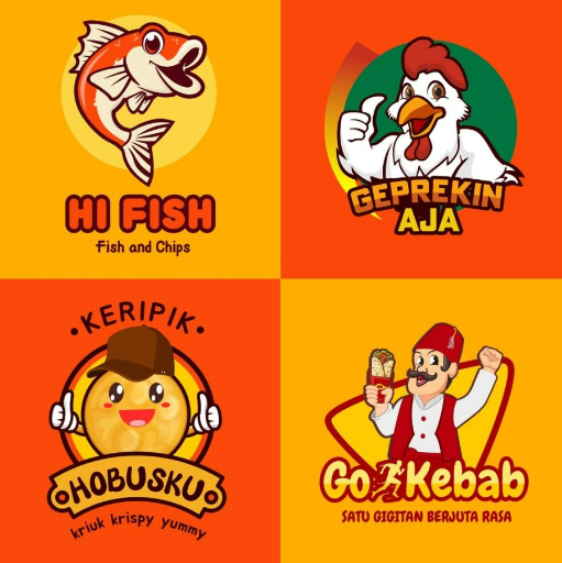 Promo Jasa Desain Maskot Logo Makanan, pedagang kakilima / Umkm Cepat