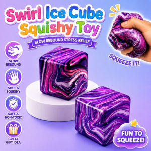 Needoh Stress Relief Swirl Ice Cube Squishy Toy Flow Pattern Maltose Pinch Squeeze Toy for Gift