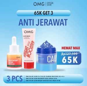 OMG OH MY GLOW 3in1 Cerah Glowing & Anti Jerawat Kit - Mencerahkan Wajah - Mengurangi Jerawat - Memperbaiki Skin Barrier - Ringan & Mudah Menyerap