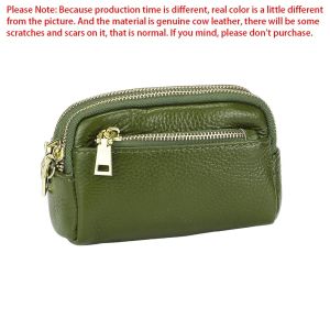 Smart King Coin Purse for Women Genuine Cow Leather Fashion Simple Small Wallet Large Capacity Triple Zipper Storage Bag 1541