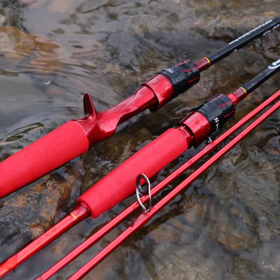 Sougayilang Red Fishing Rod 2 Section 6ft 7ft 240-Tons Carbon Fiber 4-12LB  Super Strong Spinning Rod Casting Rod