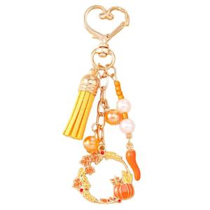 Festive Mushroom Pumpkin Keychain Decorative Beaded Flower Key Holder Decoration For Backpack Purse