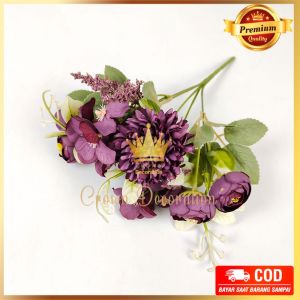Bunga Peony Slimmer Cabang 5 - bunga Imitasi kain artificial untuk dekorasi kamar dan dekorasi wedding atau dekorasi pelaminan dekorasi cafe dekorasi rumah Import premium termurah artifisial palsu kain