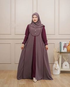 Qirani Couple Ibu dan Anak Perempuan Dress Terbaru 2025 Kekinian Bahan Ceruty Babydoll Anak & Ibu