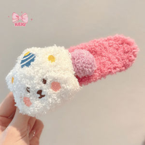 Kẹp mỏ vịt hình Gấu bông xù 3D kẹp mái lông xù chống trượt màu pastel xinh xắn style Ulzzang