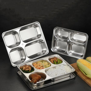 304 กล่องข้าว 3-5 หลุม ถาดหลุม 304 ถาดใส่อาหาร กล่องข้าว มีฝาปิด