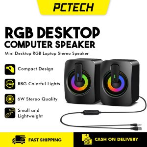 Mini Computer Speaker RGB Speaker Desktop Gaming Speaker USB Powered Surround Stereo For PC/Laptops/Tablet Phone