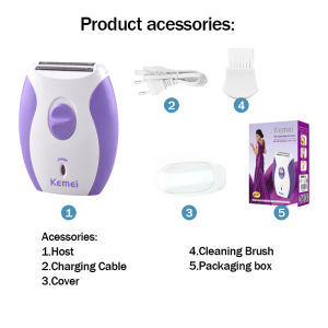 Kemei Rechargeable Women Epilator Electric Shaver Razor For Body Hair Removal Lady Shaver KM-280R
