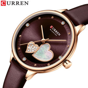 CURREN Womens Watches Quartz Leather Wristwatch with Rhinestone Elegant Thin Clock（9077）