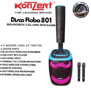 Konzert Disco Robo 801 Soundbox Column Speaker 2800W PMPO Portable Speaker