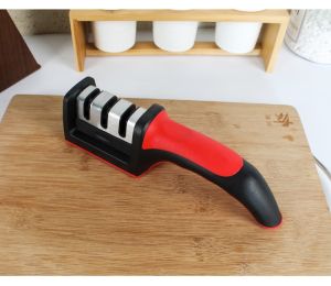 Three Stage Sharpener Knife New Generation Anti-Slip Base Residential Kitchen Ceramic 304 Stainless Steel Sharpener