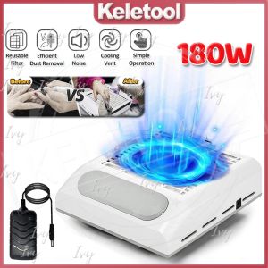 Nail Dust Collector with Reusable Filter Upgraded 180W Powerful Nail Vacuum Dust Extractor Manicure Set Vacuum Cleaner Fan Dust Collector for Nail Polishing Salon & HomeFast shipping