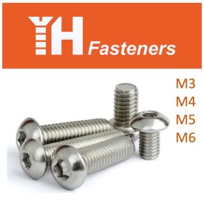 M3 M4 M5 M6 Socket Button Head Cap Screw ISO 7380 Stainless Steel AISI 304Elenkey Skru (10 pcs) (A2)