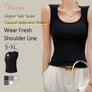 【OFFICIAL】VEIMIA Bra Needed Stable Tank Top With Push-up Design 2026 Black Base Layer With Built-in Bra Pads Wear A Sleeveless Top Underneath Sophisticated Summer Base Layer Tank Top