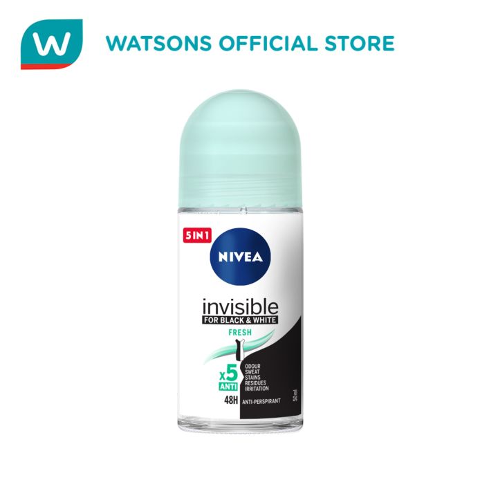 Nivea Invisible For Black & White Fresh Roll-On – Anti-Transpirant Für 48h, Schützt Vor Weißen Und Gelben Flecken