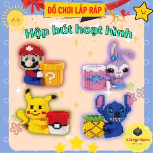 Bộ đồ chơi lắp ghép Hộp bút nhân vật hoạt hình làm quà tặng cho bạn nhỏ